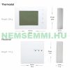 Radio thermostat, elegant, snow-white 100 meter range with large touchscreen LCD display for turning the boiler on and off 