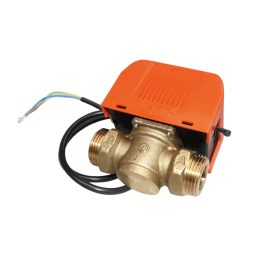   Rugós visszahúzású kétjáratú motoros szelep 1" KK külső menet kétutas zónaszelep 230V Feszültségre vált, hiányában visszaáll magától