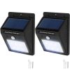 2 battery-powered solar-powered wall lights with motion sensor 1W 6 SMD LED built-in battery and motion sensor