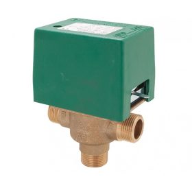   Rugós visszahúzású háromjáratú motoros szelep 1" KK külső menet zónaszelep háromutas keverőszelep 230V Feszültségre vált, hiányában visszaáll magától.