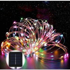 Napelemes lámpasor, fényfűzér kültéri karácsonyi világítás 200 színes LED akkumulátor
