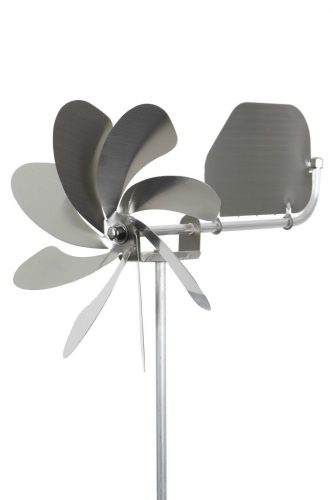 Wind-spinning 20 cm diameter stainless steel ball-bearing wind wheel model with a wing that helps turn in the wind direction
