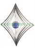 3D metal pinwheel circle made of stainless steel 19x19 cm wind chime with blue pearl insert