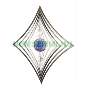 3D fém szélforgó kör rozsdamentes acélból 19x19 cm széljáték kék gyöngy betéttel