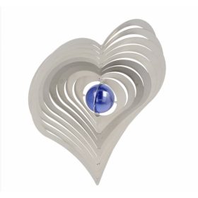 3D fém szélforgó szív rozsdamentes acélból 15x15 cm széljáték gyöngy betéttel