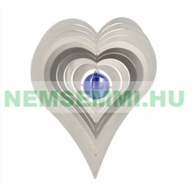 3D fém szélforgó szív rozsdamentes acélból 15x15 cm széljáték gyöngy betéttel
