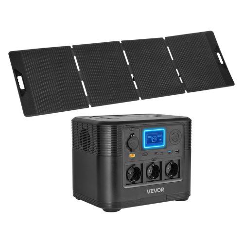 Hordozható erőmű 1800W + 200W napelem – 1008Wh LiFePO4 napelemes generátor szett Power station