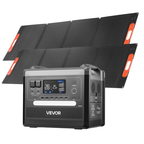 Hordozható erőmű 2400 W + 2×200 W napelem – 2160 Wh LiFePO4 napelemes generátor szett