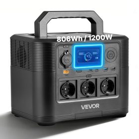   Hordozható erőmű 1200 W, 806 Wh LiFePO4 – kompakt napelemes generátor 9 kimenettel