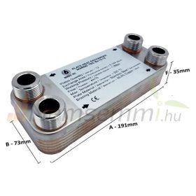   Lemezes hőcserélő 12 lemez 25kW 3/4" külső csatlakozással