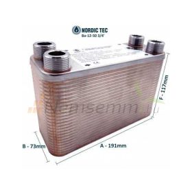   Lemezes hőcserélő 50 lemez 100kW 3/4" külső csatlakozással