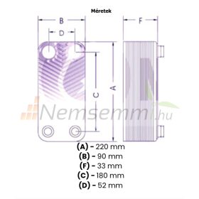   Lemezes hőcserélő 12 lemez 50kW 1" külső csatlakozással Ba-16-12