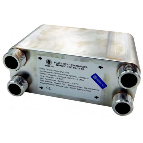Plate heat exchanger 50 plates 175kW with 1" external connection