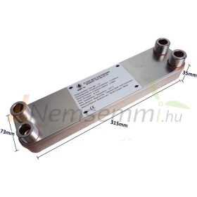   Lemezes hőcserélő 12 lemezes 55 kW 4x3/4” külső csatalkozással
