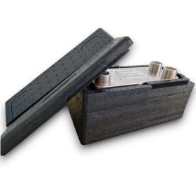   Lemezes hőcserélő szigeteléssel 40 lemezes hőcserélő 230kW 4x1 1/4” külső csatlakozással fedlap pár és emelőlap