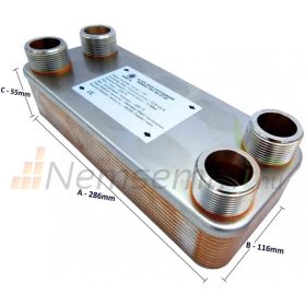   Lemezes hőcserélő 20 lemezes 125kW 4x1” külső csatlakozással