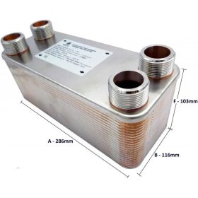   Lemezes hőcserélő 40 lemezes 230kW 4x1” külső csatlakozással