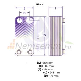   Lemezes hőcserélő 40 lemezes 230kW 4x1” külső csatlakozással
