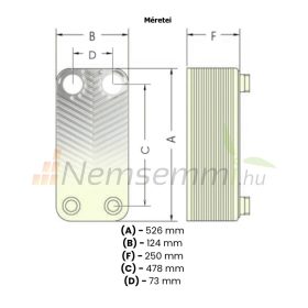   Lemezes hőcserélő 100 lemezes 526 mm hosszú 1100kW 4x1 1/2” külső csatlakozással