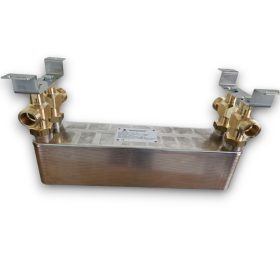   Lemezes hőcserélő 20 lemezes 220kW 4x1 1/4” csatlakozással tartószerkezettel