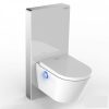 Complete toilet and bidet with premium toilet tank in white with glass cover and contactless flushing