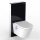 Complete toilet and bidet with premium toilet tank in black with glass cover and contactless flushing
