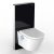 Komplett WC és bidé prémium WC tartállyal fekete színben üveg borítással érintésmentes öblítéssel