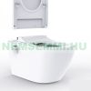 Complete toilet and bidet with premium toilet tank in black with glass cover and contactless flushing