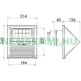   Napelemes szellőztető ventillátor oldalfalra helyezhető szellőztetés 65 m3/óra fekete