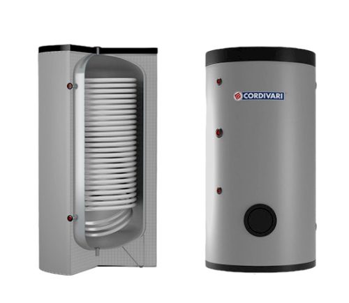 300 liter DHW tank with extra large heat exchanger - Cordivari Bolly1 XL WB300 1 heat exchanger for stationary, solar collector or heat pump