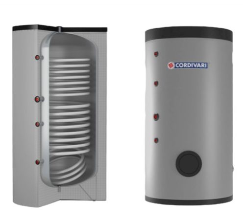 300 liter DHW tank with extra large heat exchanger - Cordivari Bolly2 XL WB300 2 heat exchangers for standing, solar collector or heat pump