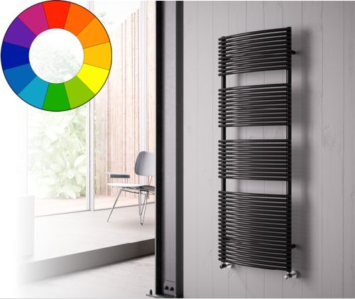 Színes radiátor - Cordivari Brigitte 400x785 fekete design törölközőszárító. Rendelhető fekete piros kék sárga zöld barna lila narancs drapp színben