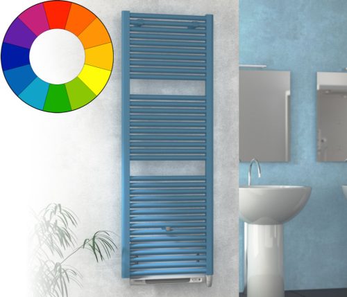 Színes elektromos radiátor - Cordivari Claudia Blower 500x763 farmerkék design törölközőszárító kényszerkeringetésű radiátor 500 W fűtőbetéttel