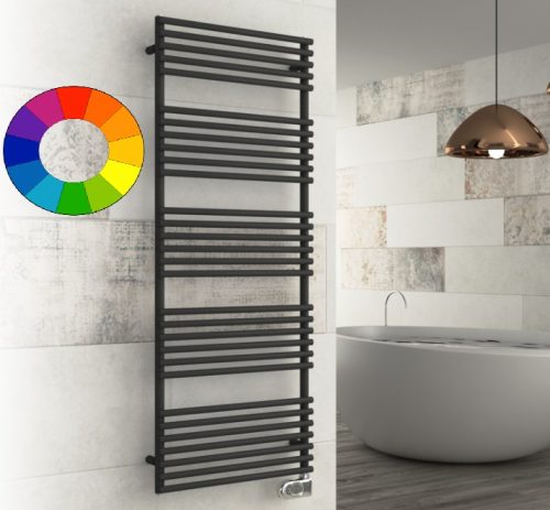 Színes elektromos radiátor - Cordivari Gloria 22 Electric 430x790 fekete színű design törölközőszárító 400 W fűtőbetéttel. Rendelhető fekete piros kék sárga zöld barna lila narancs drapp színben