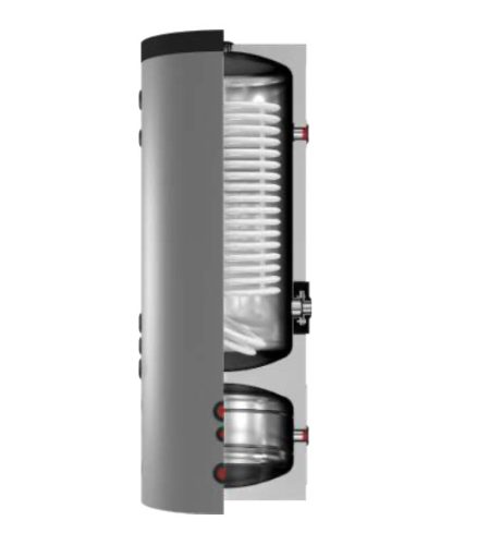 Hybrid tank with 1 heat exchanger compatible with heat pump 250/90l Combined with indirect storage and buffer tank built into DHW 