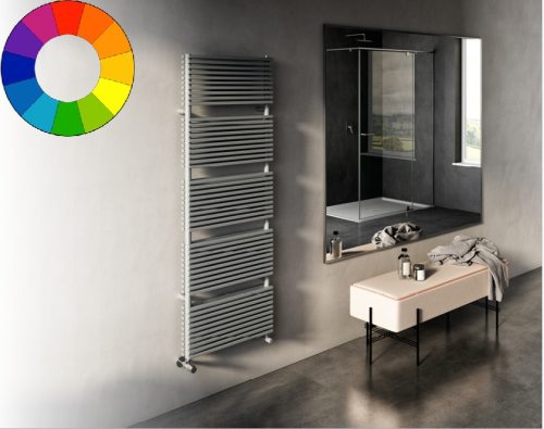 Színes radiátor - Cordivari Katia VX Plus 400x850 szürke design törölközőszárító. Rendelhető fekete piros kék sárga zöld barna lila narancs drapp színben