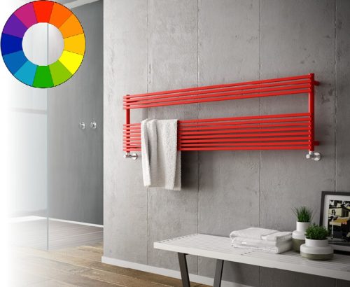 Színes design radiátor - Cordivari Katia VX Wide 1200x405 piros design törölközőszárító. Rendelhető fekete piros kék sárga zöld barna lila narancs drapp színben