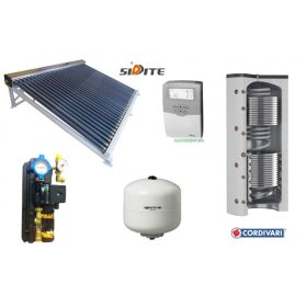 Napkollektor rendszer Cordivari 300 literes puffer fűtés rásegítésre: 30 csöves kollektor + 2 hőcser