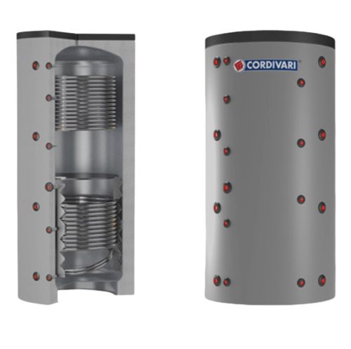 Buffer tank - Cordivari 2VB 500 - 2 heat exchangers 500 liters - corner buffer tank