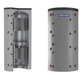   Puffer tároló Cordivari 2VB 600 2 hőcserélős 600 liter sarokba helyezhető hőszigetelt