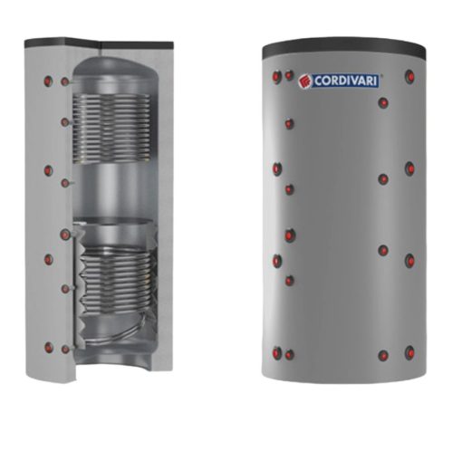 Buffer tank - Cordivari 2VC 800 - 2 heat exchangers 800 liters - corner buffer tank