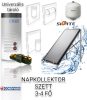 Flat collector set for 3-4 people: 1 large 2.5 nm flat collector, Cordivari 150 liter 1 heat exchanger boiler, pump station with control, expansion tank