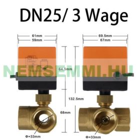   Oda-vissza motoros szelep 3 járatú keverőszelep váltószelep zónaszelep DN25 1" BB belső menetes csatlakozó 230V Motoros oda-vissza kapcsolás