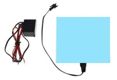 Luminous film 10x10 cm 12V can be cut, glued, glued light blue color - electroluminescent film
