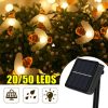 Solar string lights 5 meters 20 pcs warm white bee LED outdoor lighting waterproof decoration