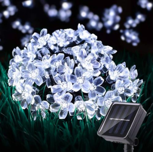 Solar String Lights 7 Meters 50 Pcs Cold White Flower LED Outdoor Lighting Waterproof Decoration Solar Lighting
