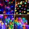 Solar string lights 7 meters 50 pcs purple flower LED outdoor lighting waterproof decoration solar lighting