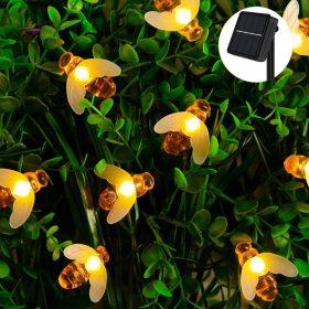   Napelemes fényfüzér 7 méter 50 db meleg fehér méhes LED kültéri világítás vízálló dekoráció