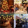 Napelemes fényfüzér 12 m 100 LED meleg fehér csillag formájú kültéri világítás vízálló karácsonyi dekoráció 8 üzemmódú napelemes világítás
