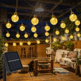   Napelemes fényfüzér 12 m 100 LED meleg fehér kültéri világítás vízálló karácsonyi dekoráció 8 üzemmódú napelemes világítás